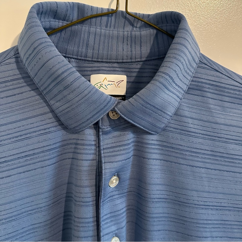 Greg Norman Blue stripes active golf polo sz M